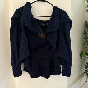 Willow Navy Women's Sweater with Button Detail